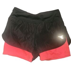 Diadora Black and Red Athletic Shorts XS
